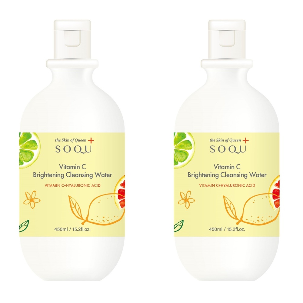 Lot 2 SOQU Vitamin C Brightening Cleansing Water 450ml K-Beauty Makeup Remover